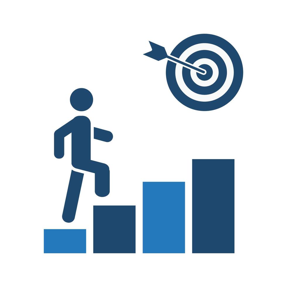 Illustration of Employees Who Will Achieve Targets Step by Step vector