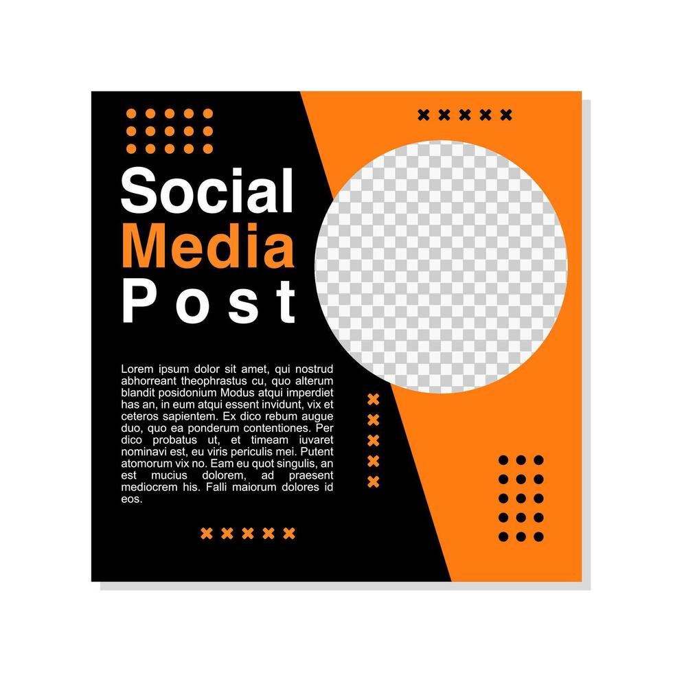 Business promotion template for a social media post with an orange and black color scheme. vector