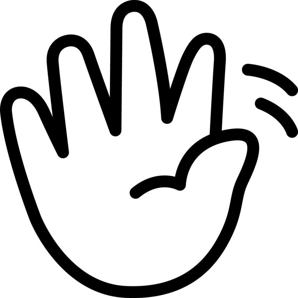 Waving hand goodbye hello hi bye bye Cute Cartoon Hand Logo Icons Outline Black color, Chubby finger emoji sticker sign symbol, editable stroke. vector