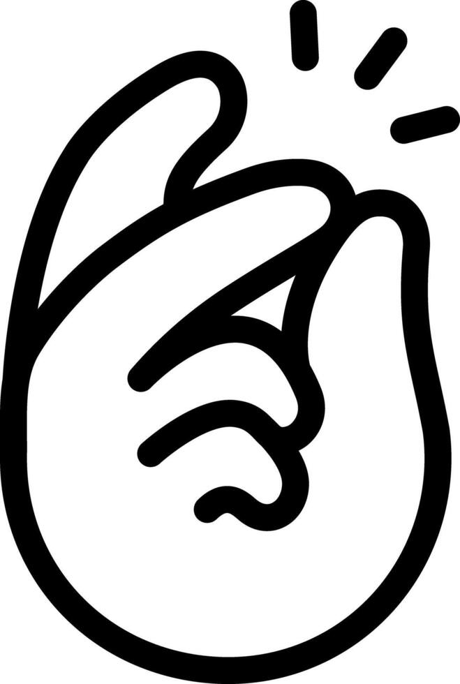 Snapping finger easy gesture Cute Cartoon Hand Logo Icons Outline Black color, Chubby finger emoji sticker sign symbol, editable stroke. vector