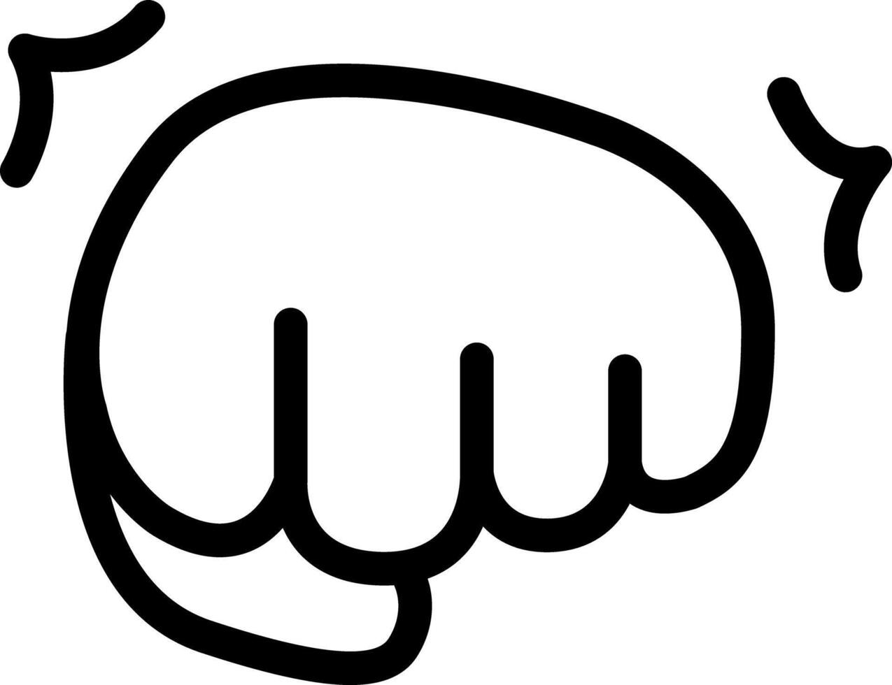 WebPunching fist hand, Fisted hand, Angry Boxing Cute Cartoon Hand Logo Icons Outline Black color, Chubby finger emoji sticker sign symbol, editable stroke. vector