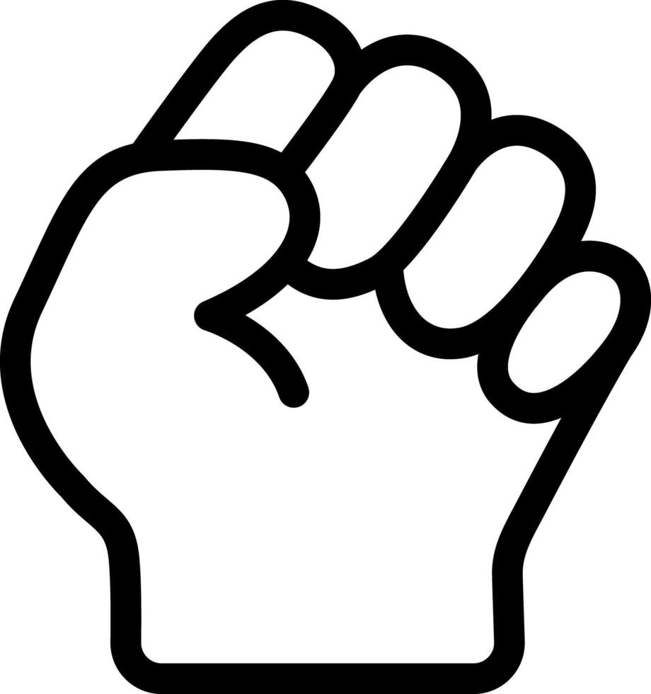 Raised fist, Clenched Revolution Hand, protest power Cute Cartoon Hand Logo Icons Outline Black color, Chubby finger emoji sticker sign symbol, editable stroke. vector