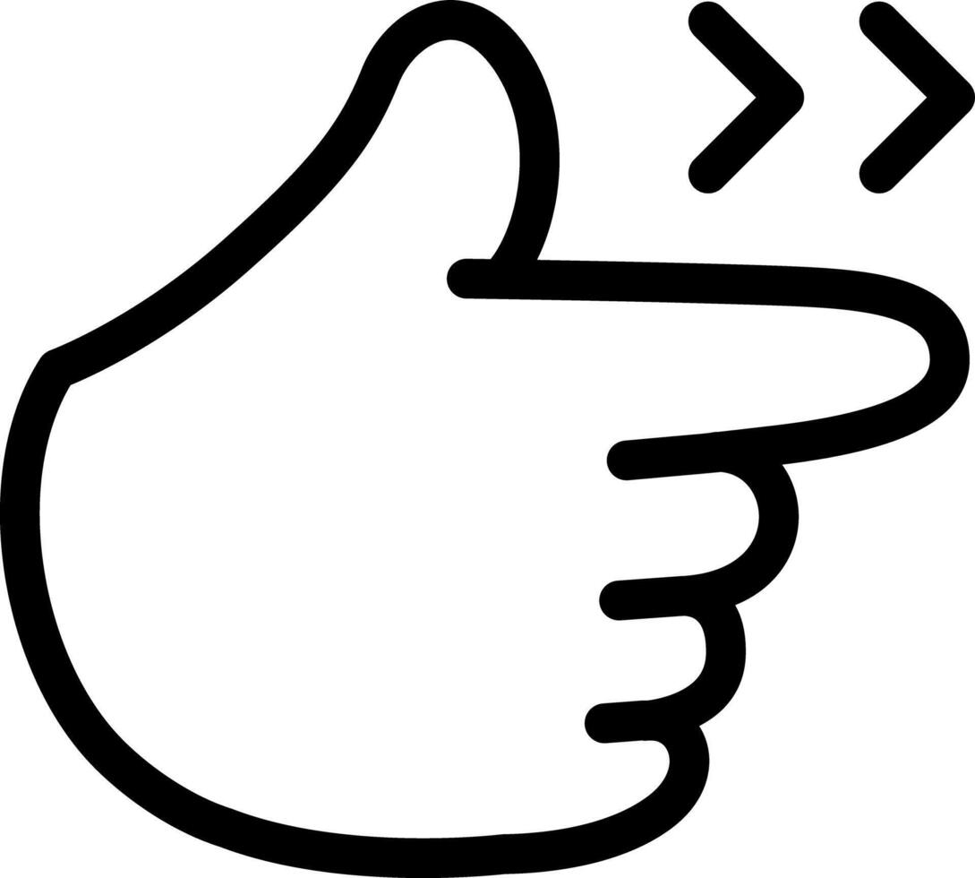Pointing hand right, index finger, Click button right Cute Cartoon Hand Logo Icons Outline Black color, Chubby finger emoji sticker sign symbol, editable stroke. vector