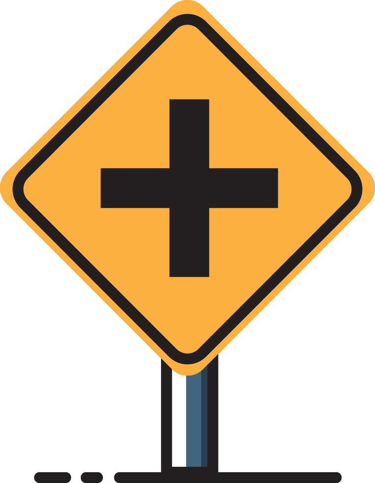 A yellow sign with a plus sign on it vector