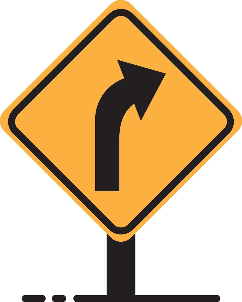 A yellow and black road sign with an arrow pointing left vector