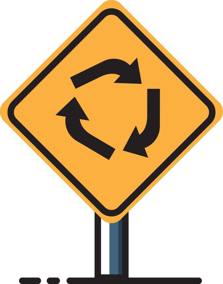 A yellow sign with arrows pointing in different directions vector