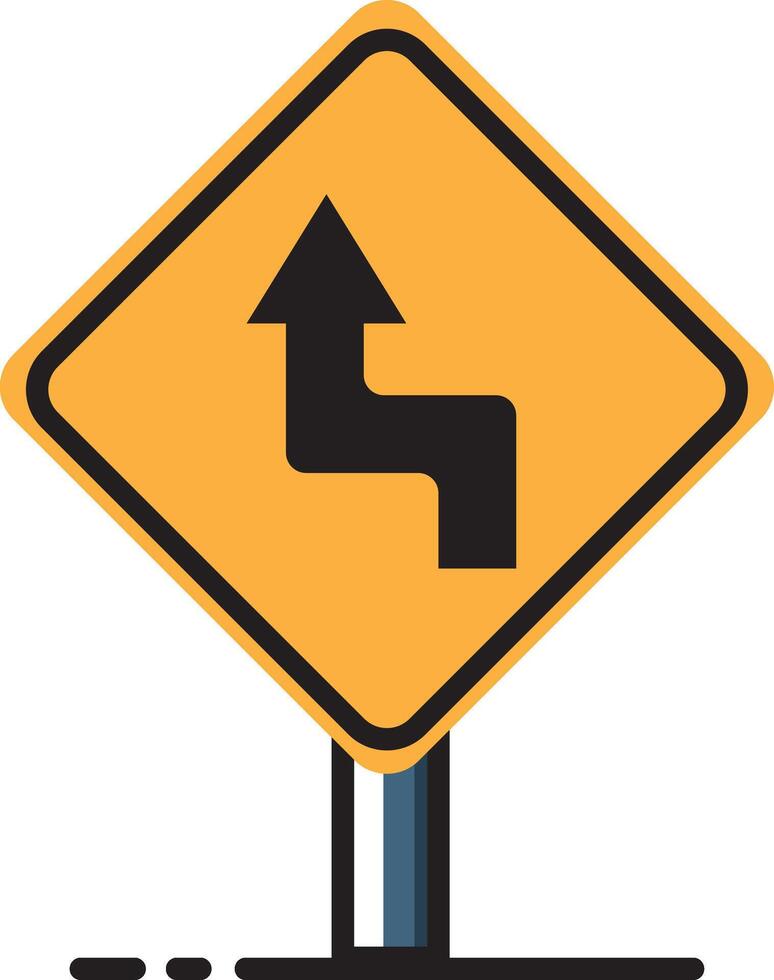 A yellow sign with an arrow pointing left vector