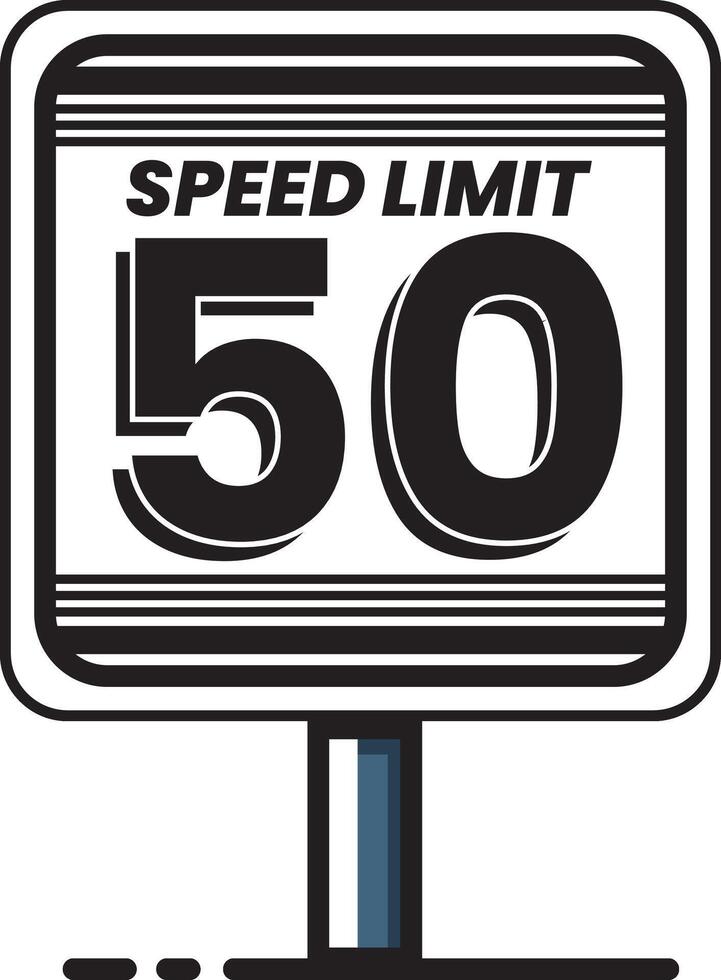 Speed limit sign with 50 in the middle vector