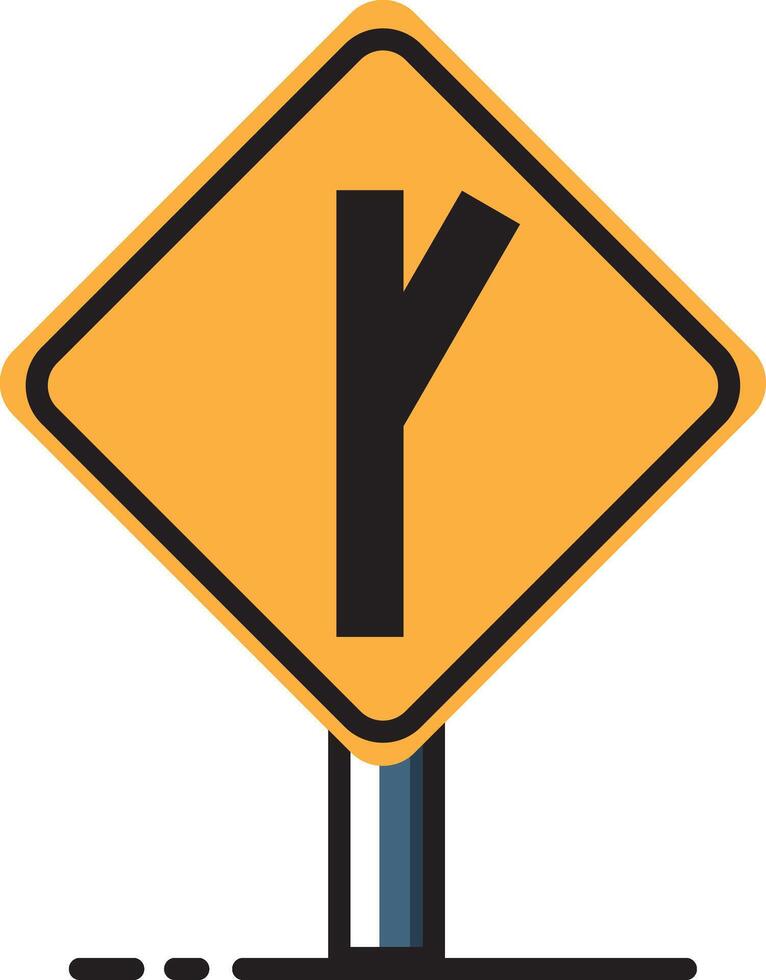 A yellow road sign with an arrow pointing to the left vector