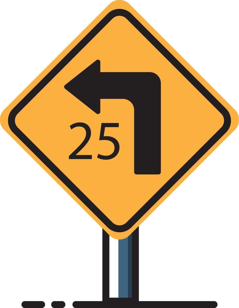 A road sign with the words 25 and a right arrow vector