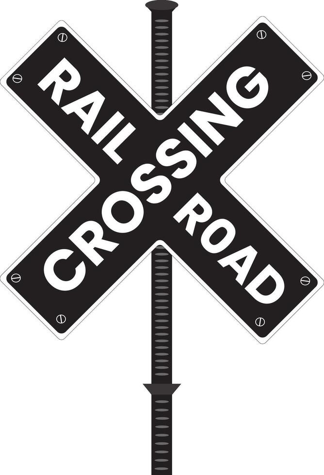 A railroad crossing sign with the words rail crossing road vector