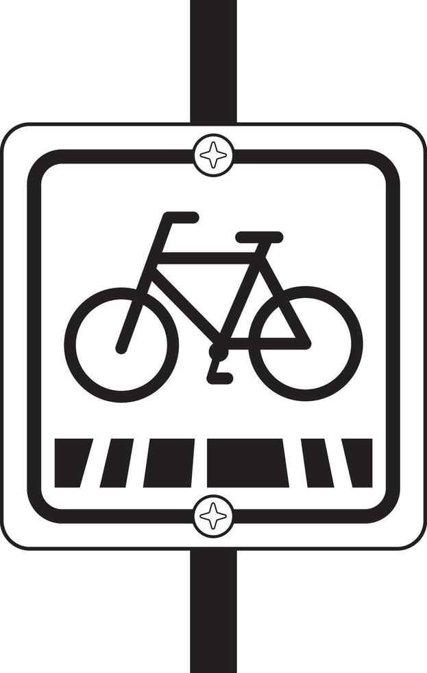 A black and white sign with a bicycle on it vector