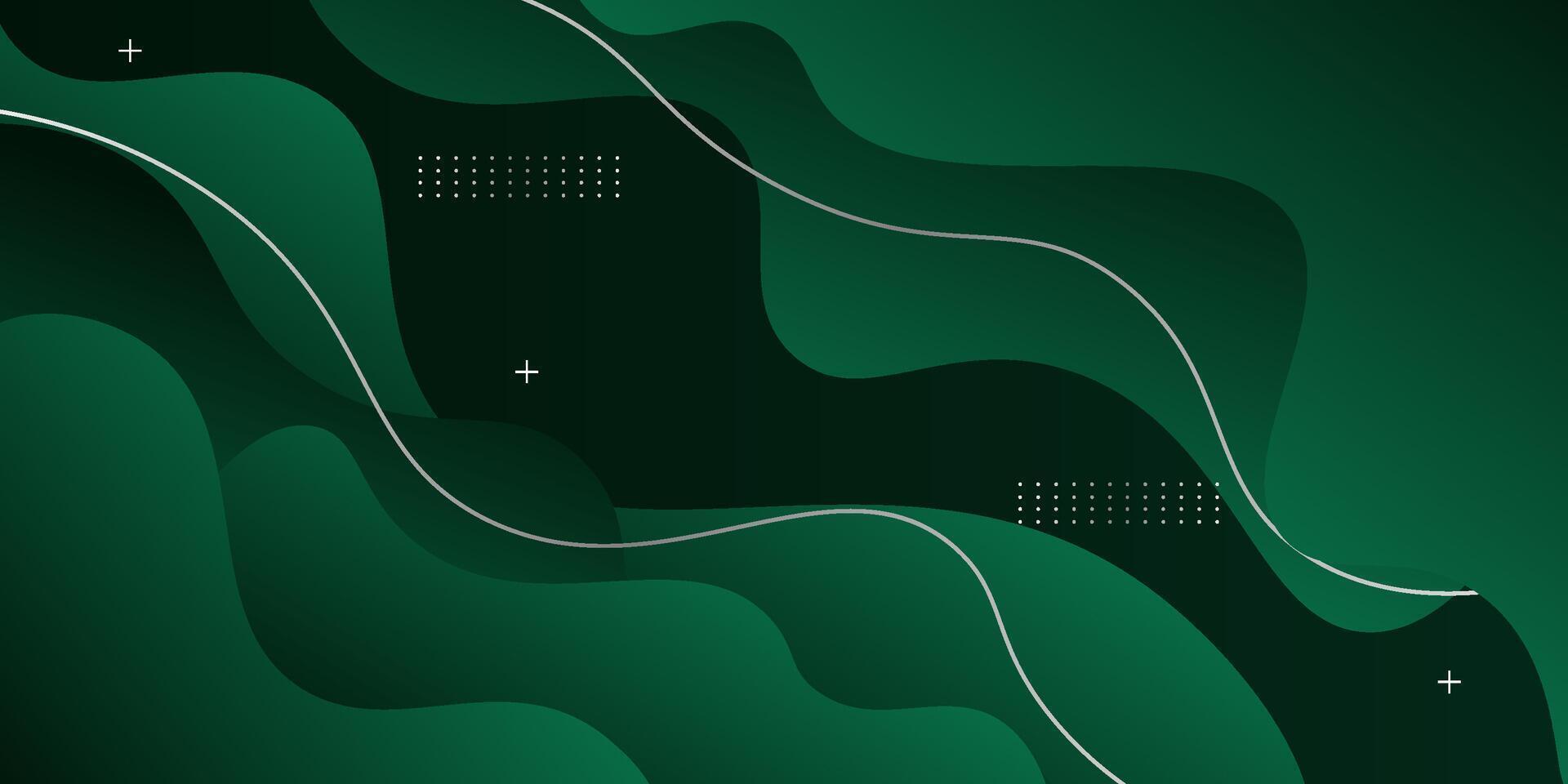 Green fluid geometric business banner design. Creative banner design with wave shapes and lines on colored background for template. eps10 vector