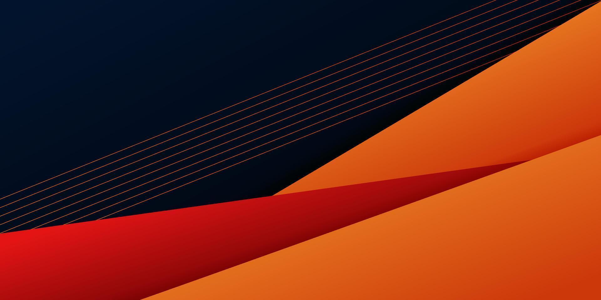 Abstract futuristic geometric background with orange triangles and red gradient overlapping shapes, dark blue background design. eps10 vector