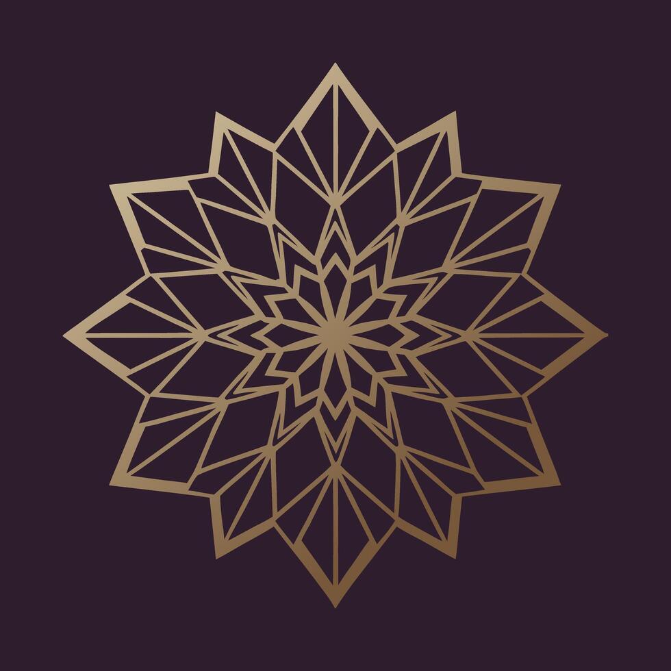 Lotus mosaic golden manda in dark background vector