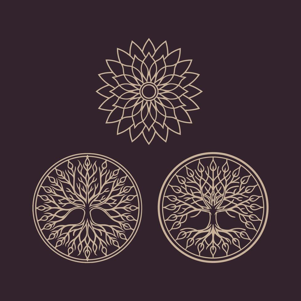 Luxurius tree mandala lineart new 2025 vector