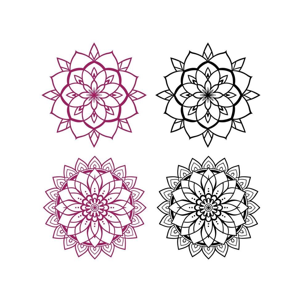 Floral mandala set in white background vector