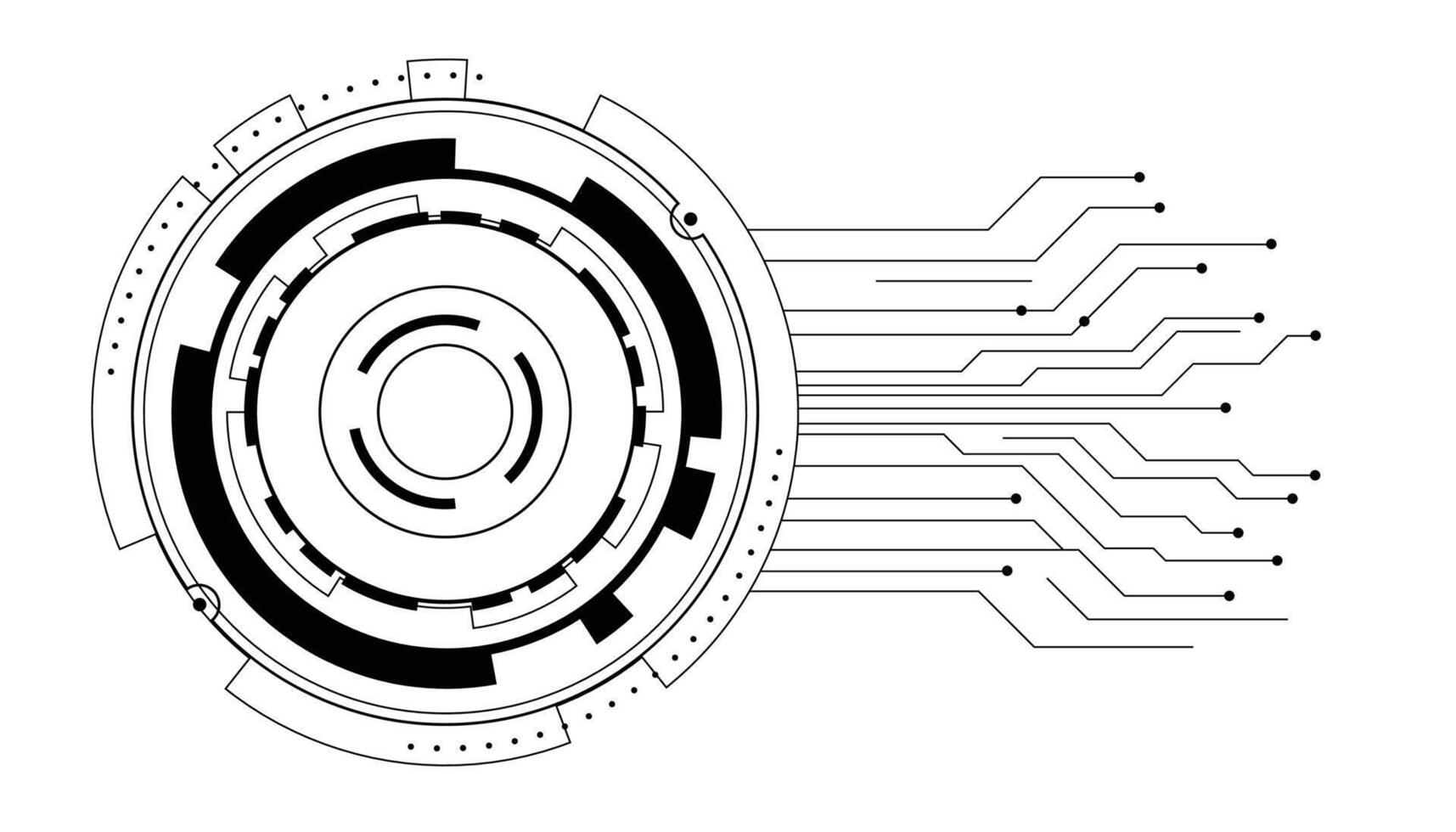 Circular Technology Interface, Tech Circuit,HUD Element Design vector