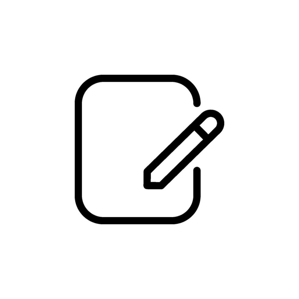 document or paper with a pencil, perfect for illustrating concepts like writing, editing, note taking, or forms. Minimalist design for web, apps, and print vector