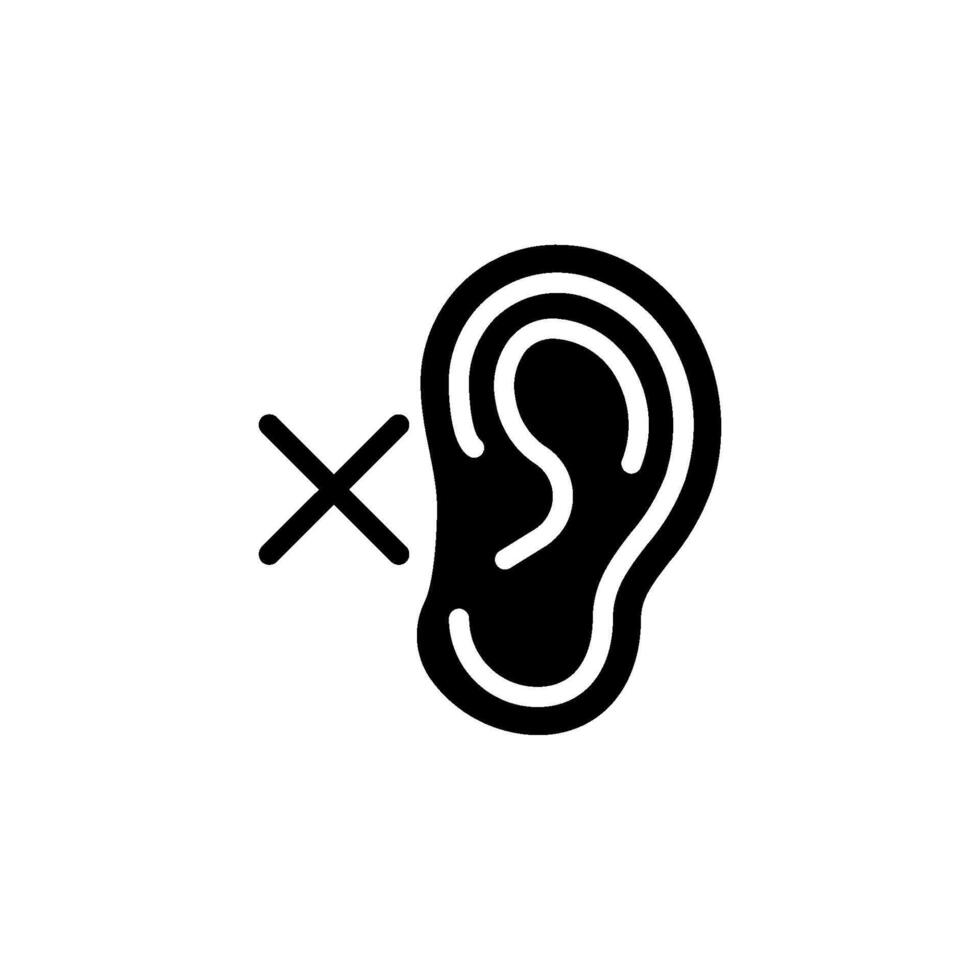 deaf ear icon. Symbolizes deafness, hearing loss, inability to hear, or the concept of ignoring something. Suitable for medical, disability vector