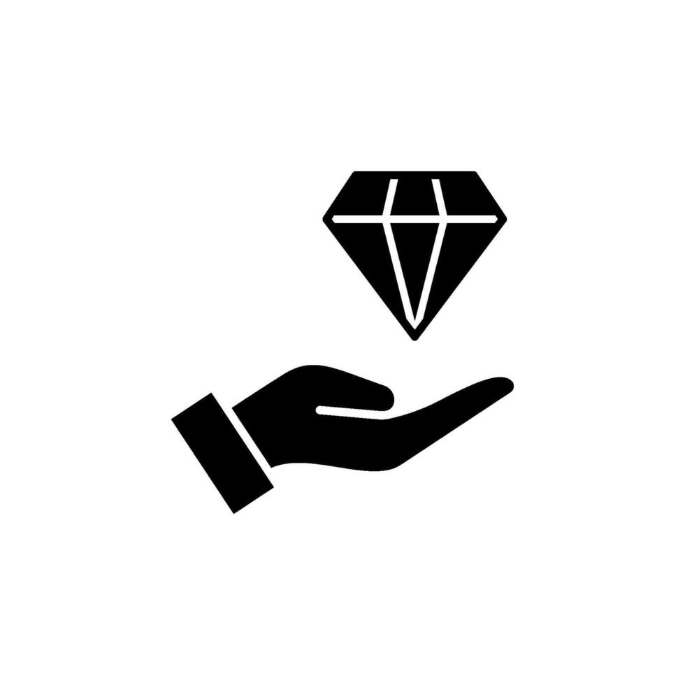 diamond resting on a hand, representing wealth, value, investment, generosity, or opportunities vector