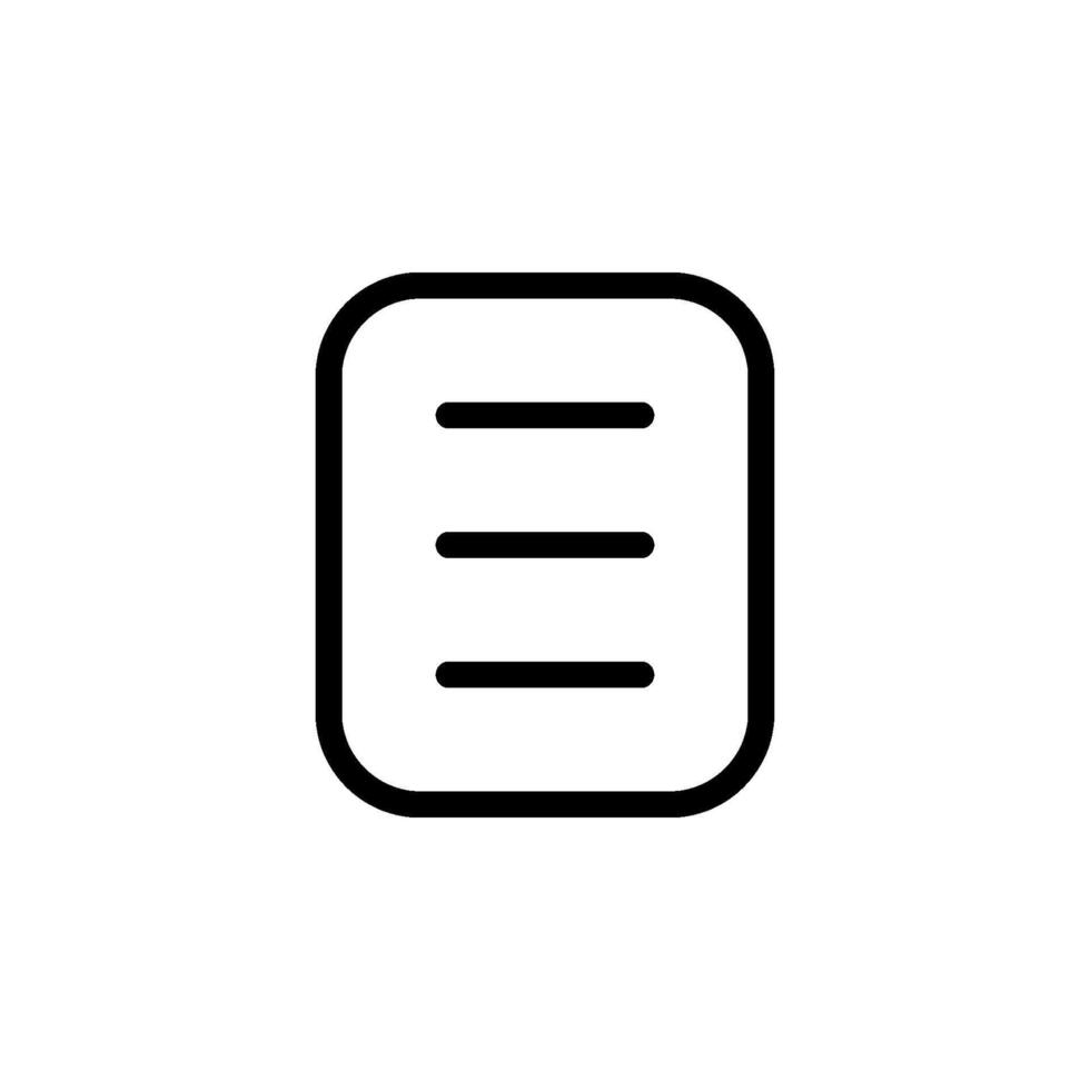 Simple document or file icon. Minimalist design on transparent background, suitable for various apps and web vector