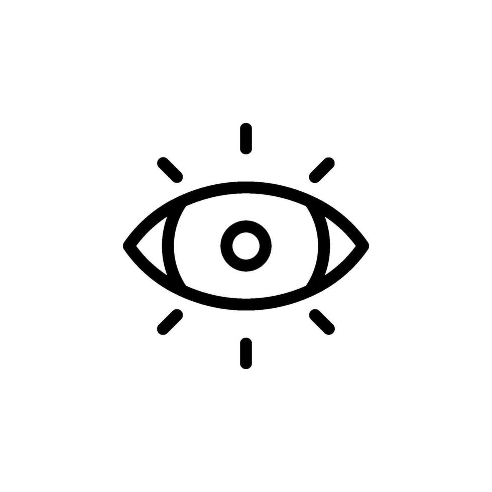 eye icon with rays emanating. Represents vision, observation, awareness, and insight. Ideal for use in web design, graphic design, apps, and presentations related to health, technology, security vector