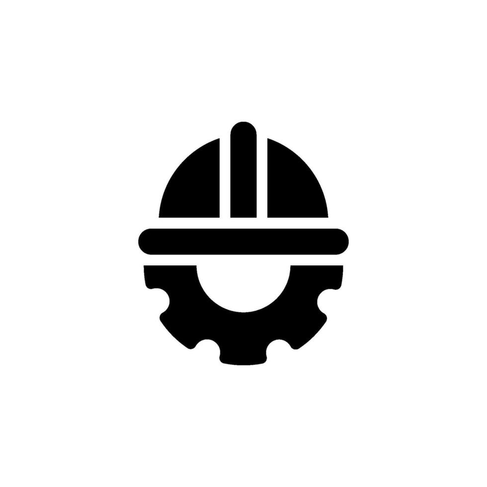 engineer hard hat with a gear icon. Represents engineering, construction, industry, and technical professions. Outline style, suitable for web design, mobile apps, and graphic design projects vector