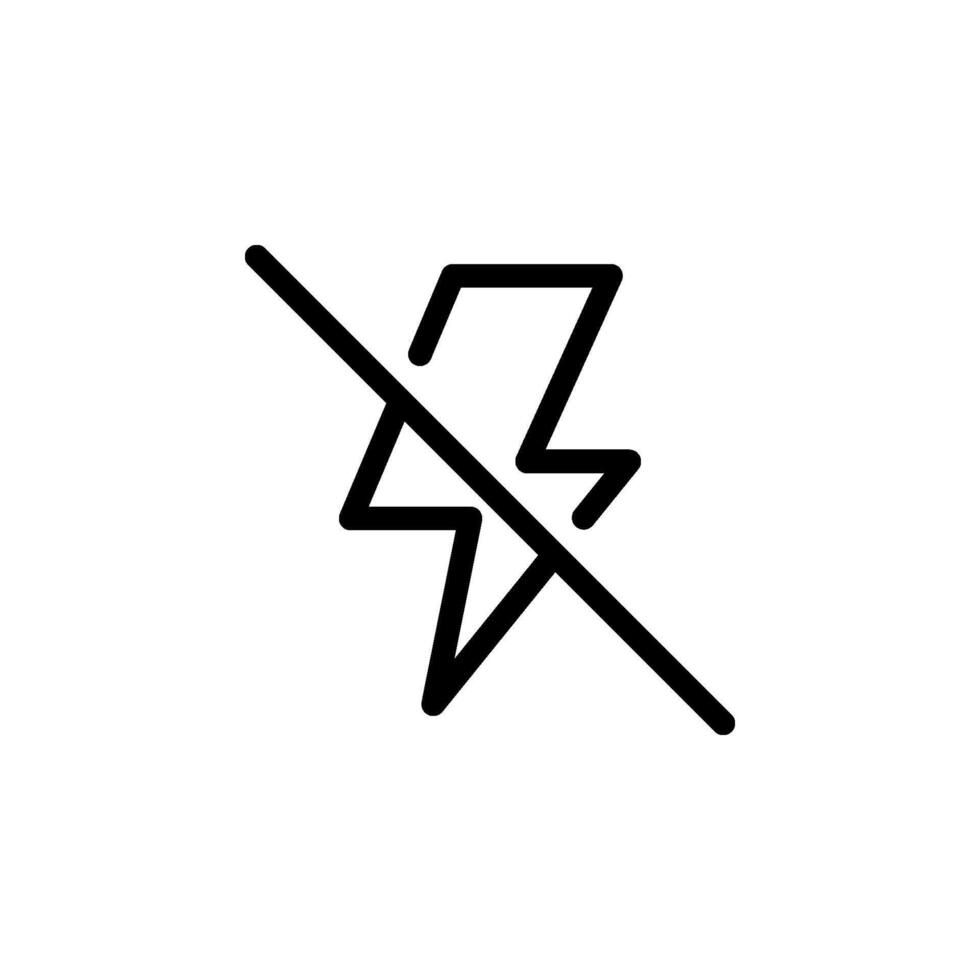 no flash icon. Ideal for use in UI, UX, or any design requiring a clear and concise representation of the no flash photography restriction. vector