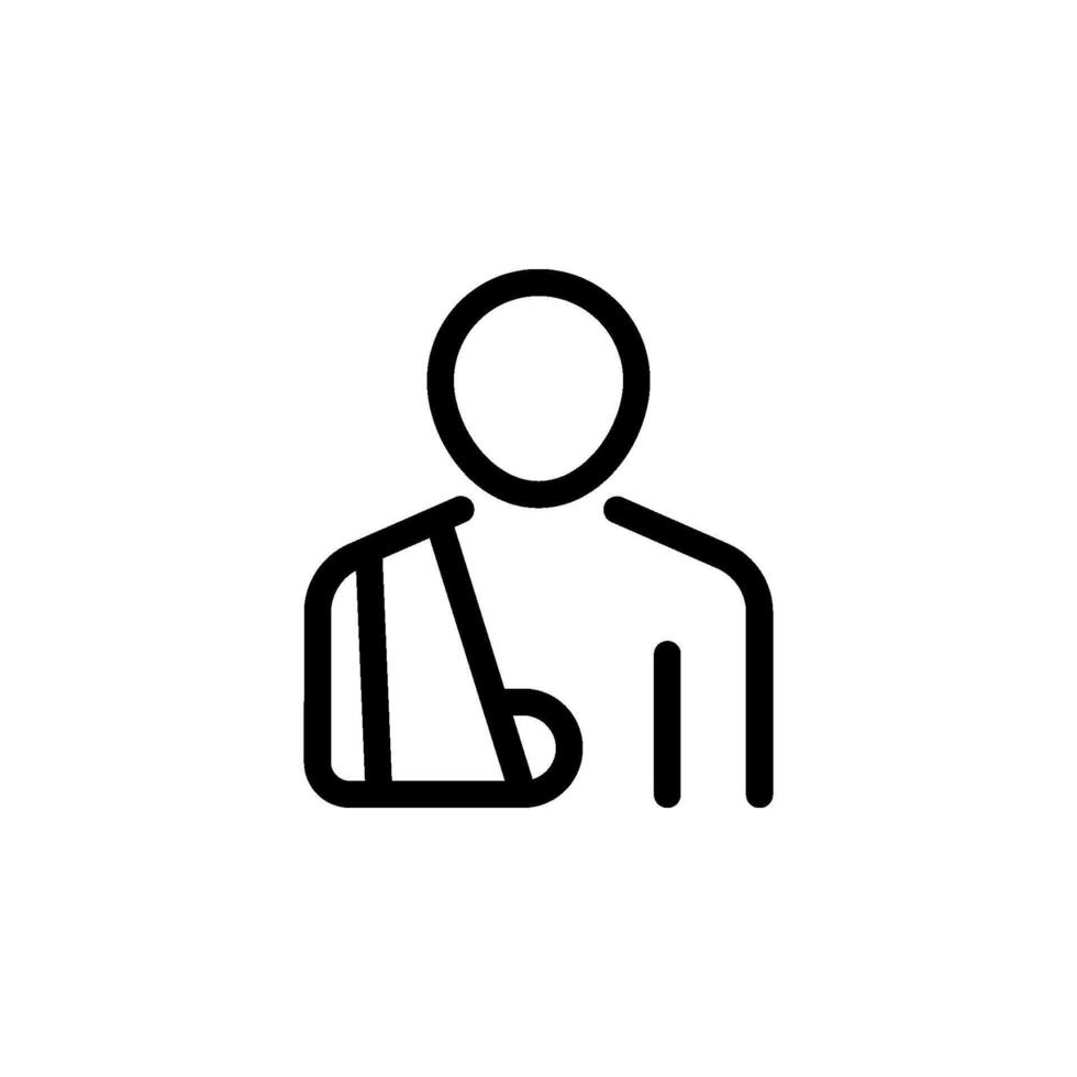 person with broken arm in a cast or sling. Represents injury, accident, health, and medical conditions vector