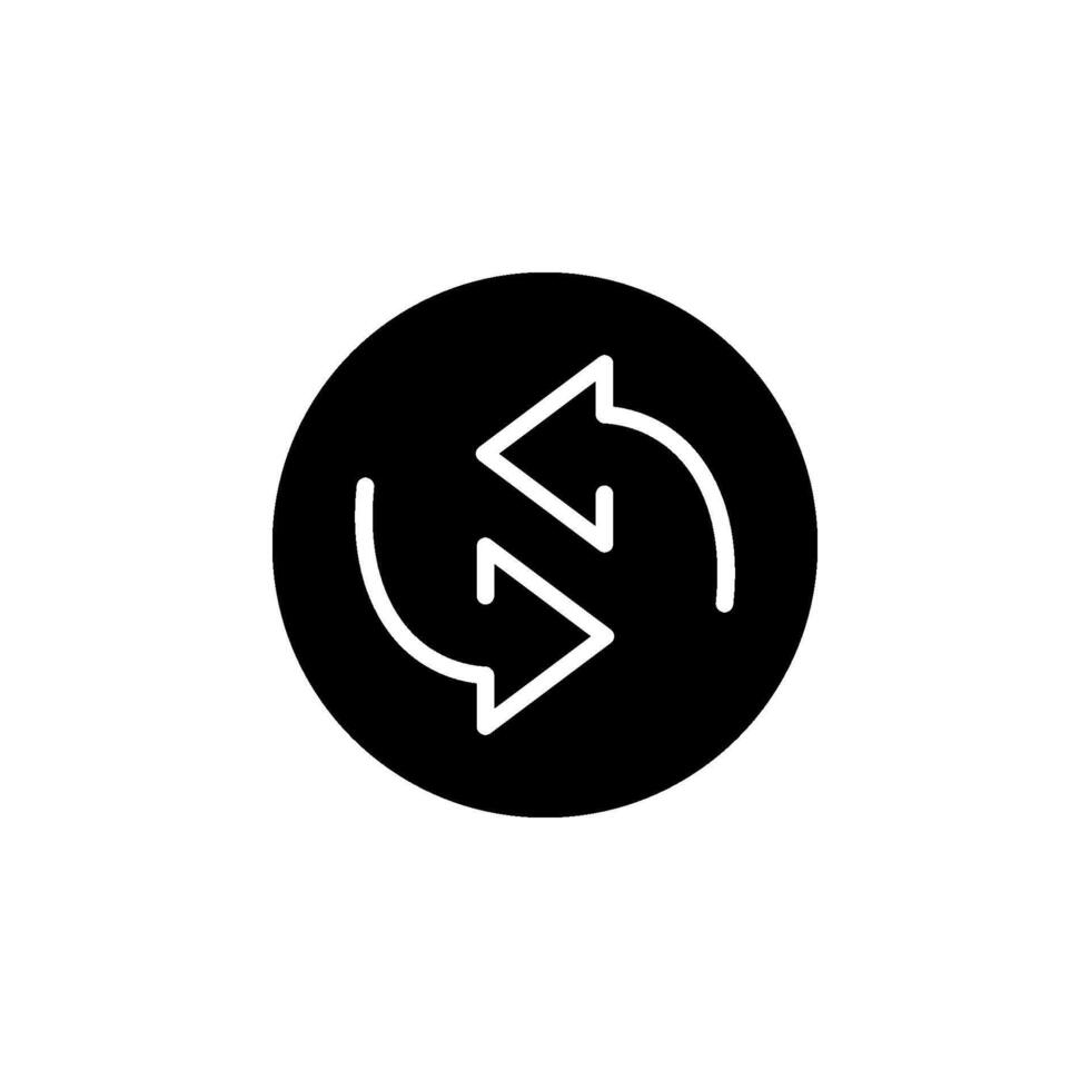 two arrow spin icon, recycle round, circle refresh or restart, thin line symbol on blank background vector