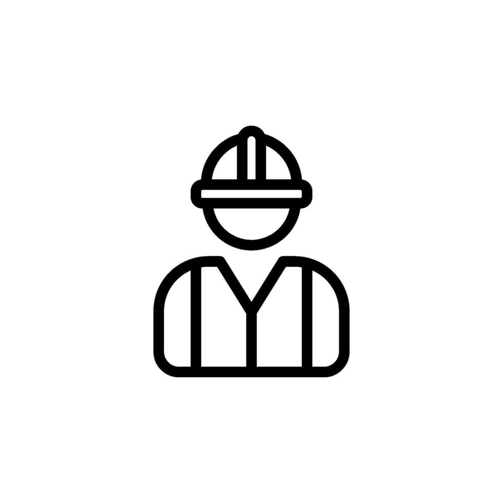 Construction worker wearing hard hat and vest. Represents professions, building, labor, and safety. Suitable for use in website design, mobile apps, infographics, and other graphic design projects. vector