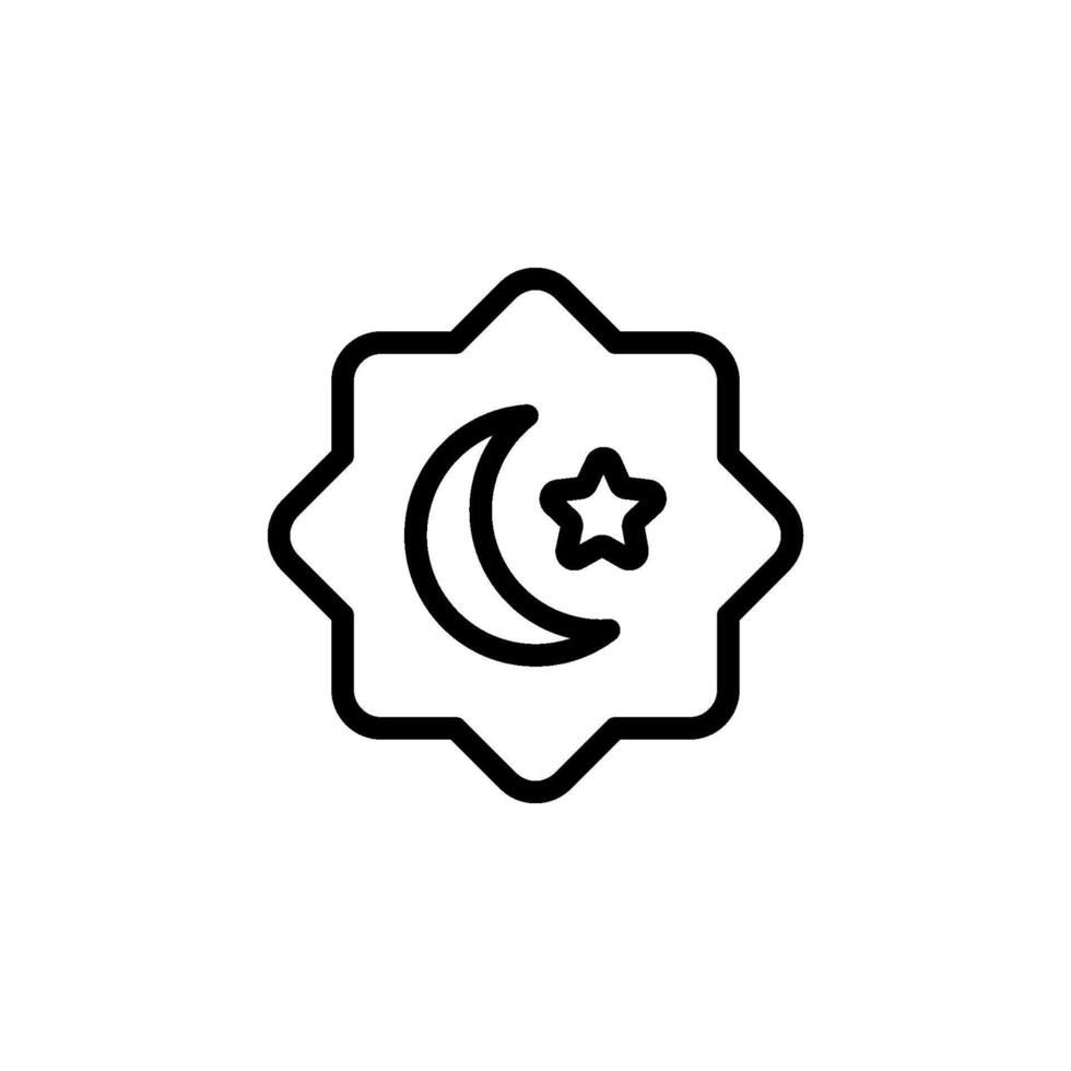 Islamic Symbol. Crescent Moon and Star in Geometric Star Frame. vector