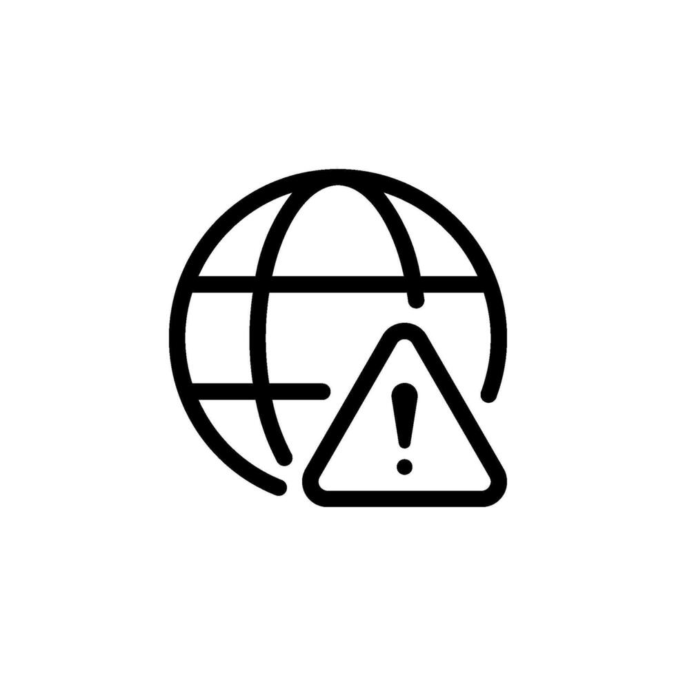 globe with error triangle icon. symbolizing website connection issues, server problem, or general online failure vector