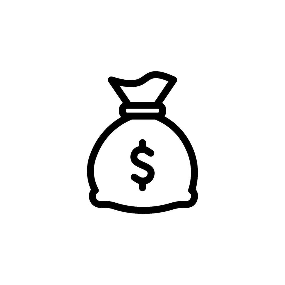 Money bag icon. featuring a dollar symbol. Perfect for financial, business, or economic themed designs vector