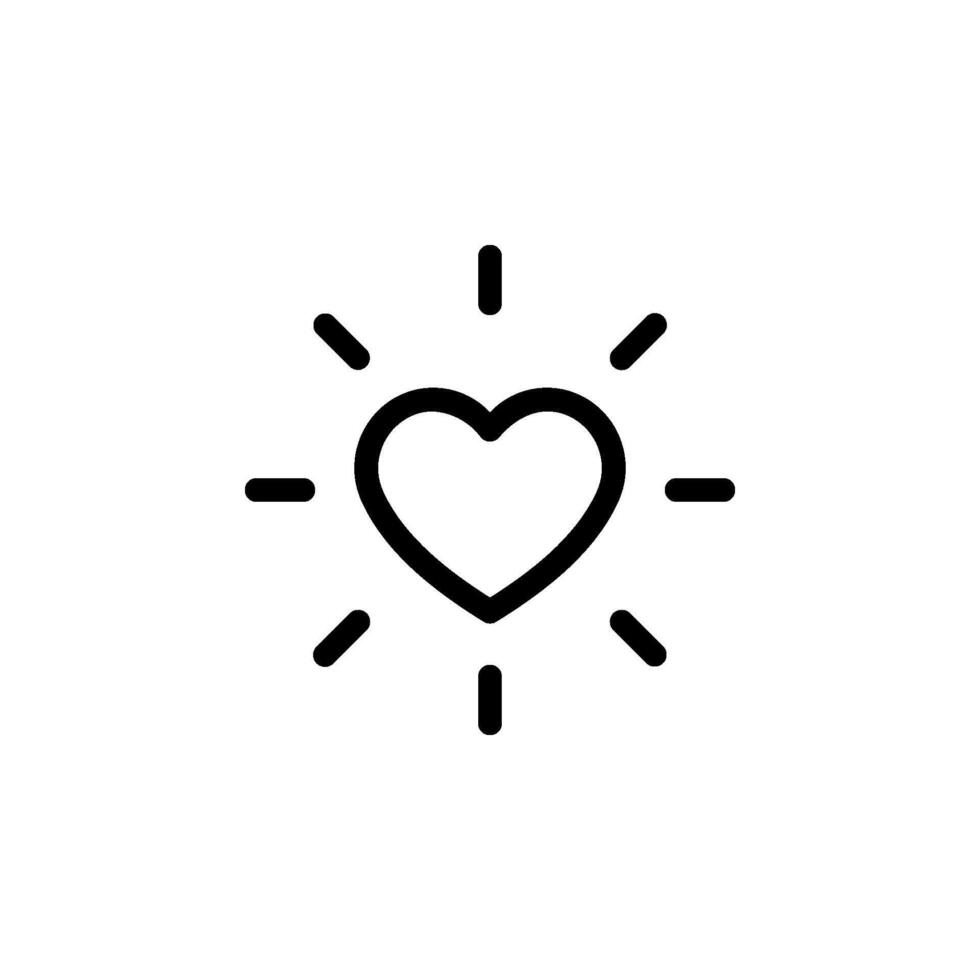 heart icon radiating light. Perfect for representing love, care, health, or positive emotions. Suitable for use in web design, mobile apps vector