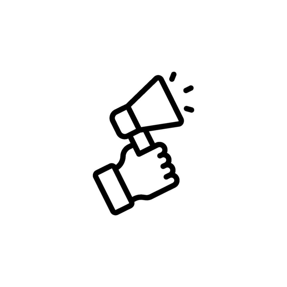 hand holding megaphone, symbolizing announcement, communication, vector