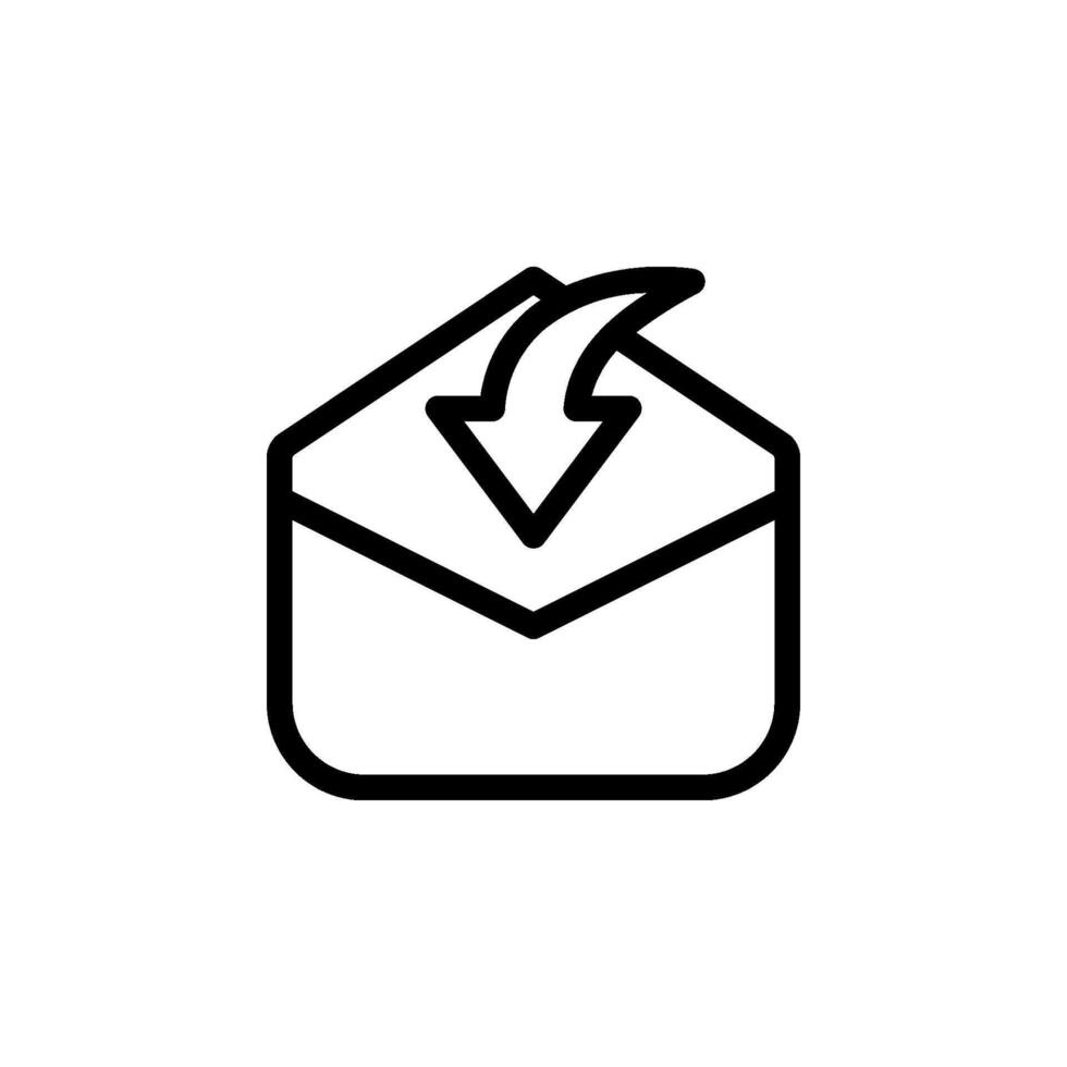 Email inbox icon. featuring an envelope with downward arrow indicating incoming messages vector