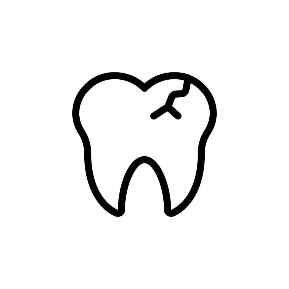 Cracked tooth icon. representing dental problems, decay, and the need for oral care. Simple icon for dental health concepts vector
