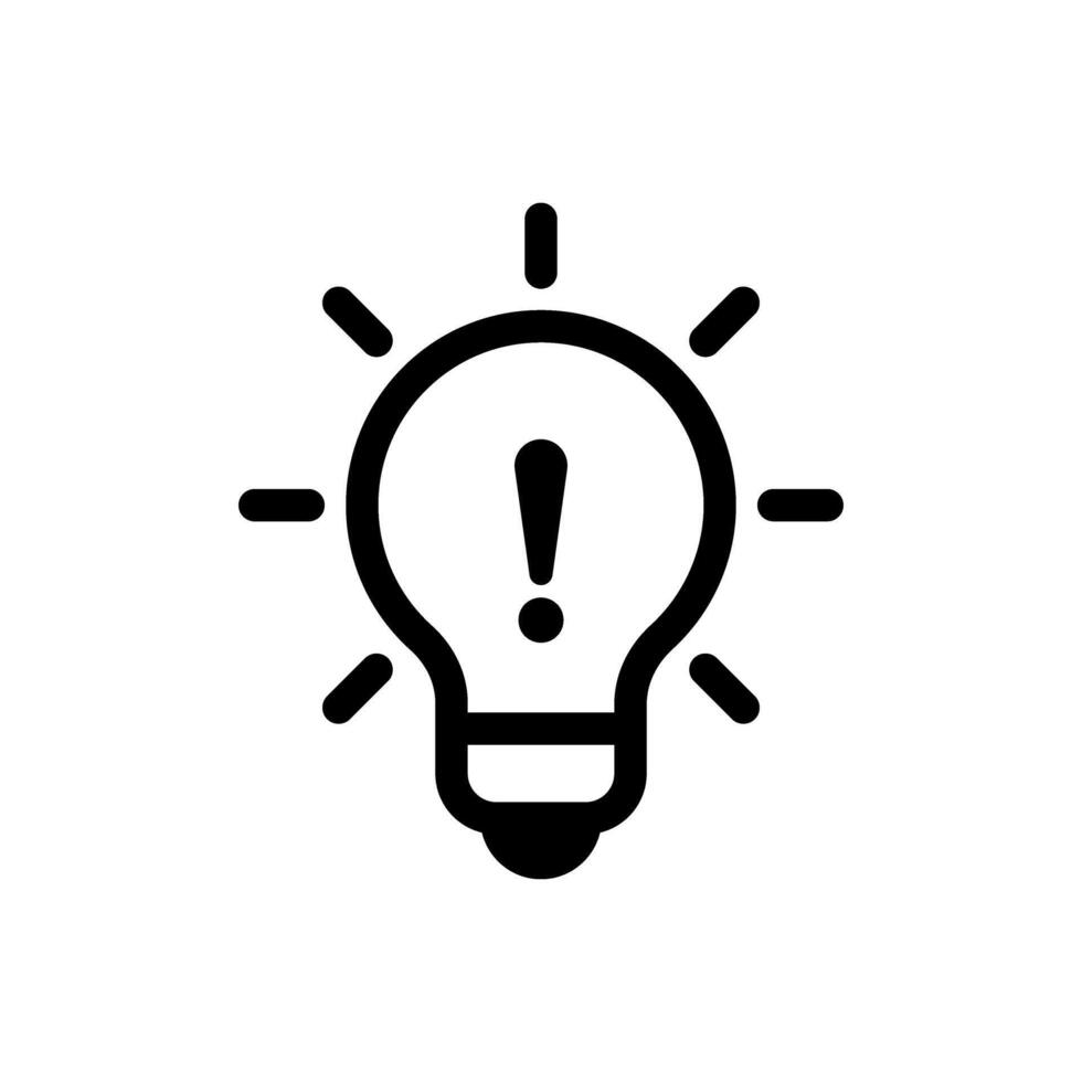 Light bulb with exclamation mark icon. symbolizing an idea alert, warning, or urgent message. ideal for website icons, app graphics, and business presentations vector