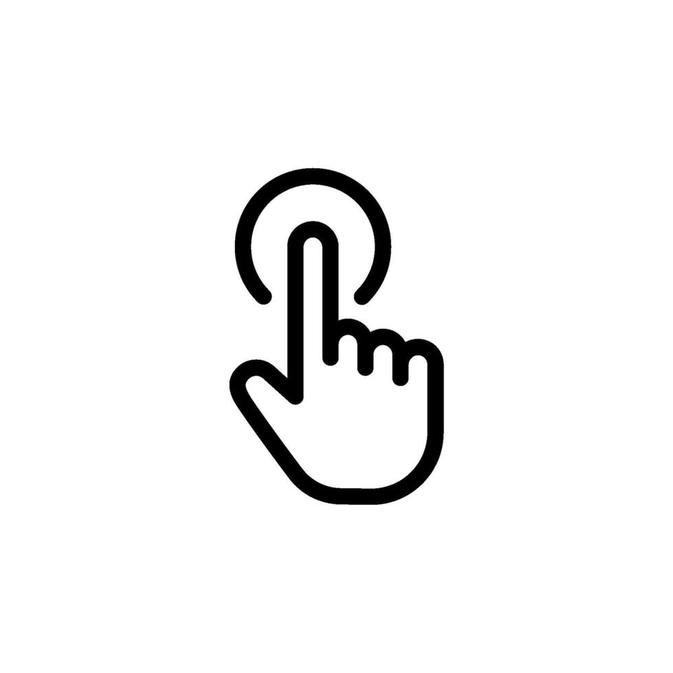 Hand with index finger touching or pressing a button. Ideal for web design, mobile apps, user interface elements vector