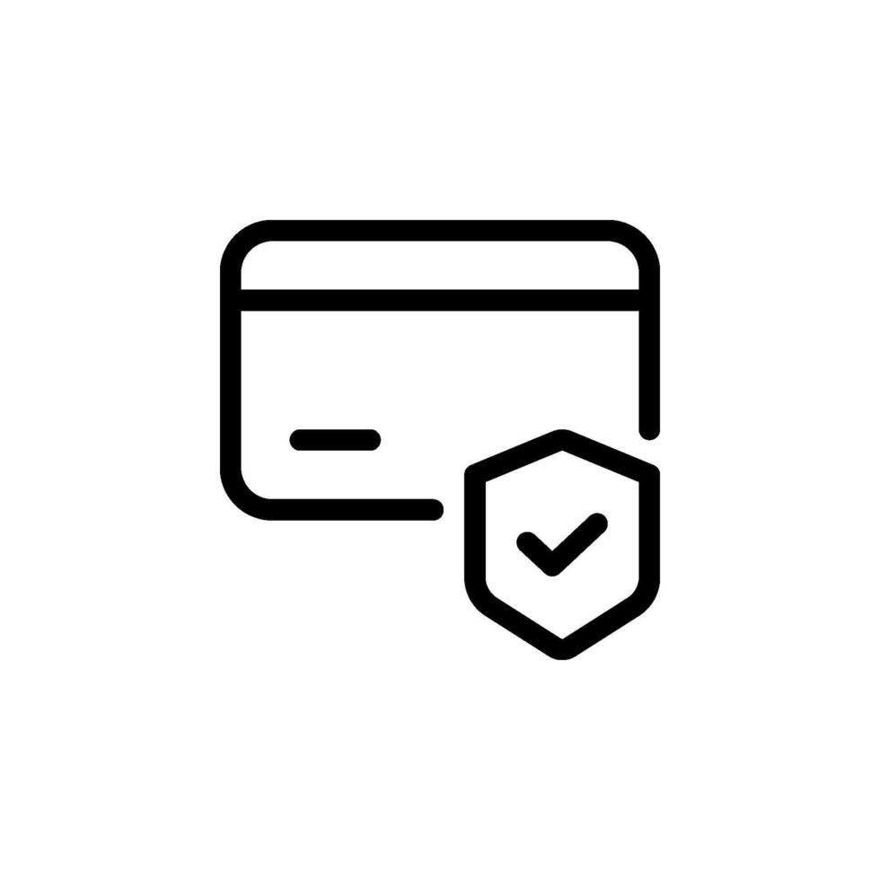 credit card with shield and checkmark, representing secure and protected online payments. Suitable for websites, apps vector