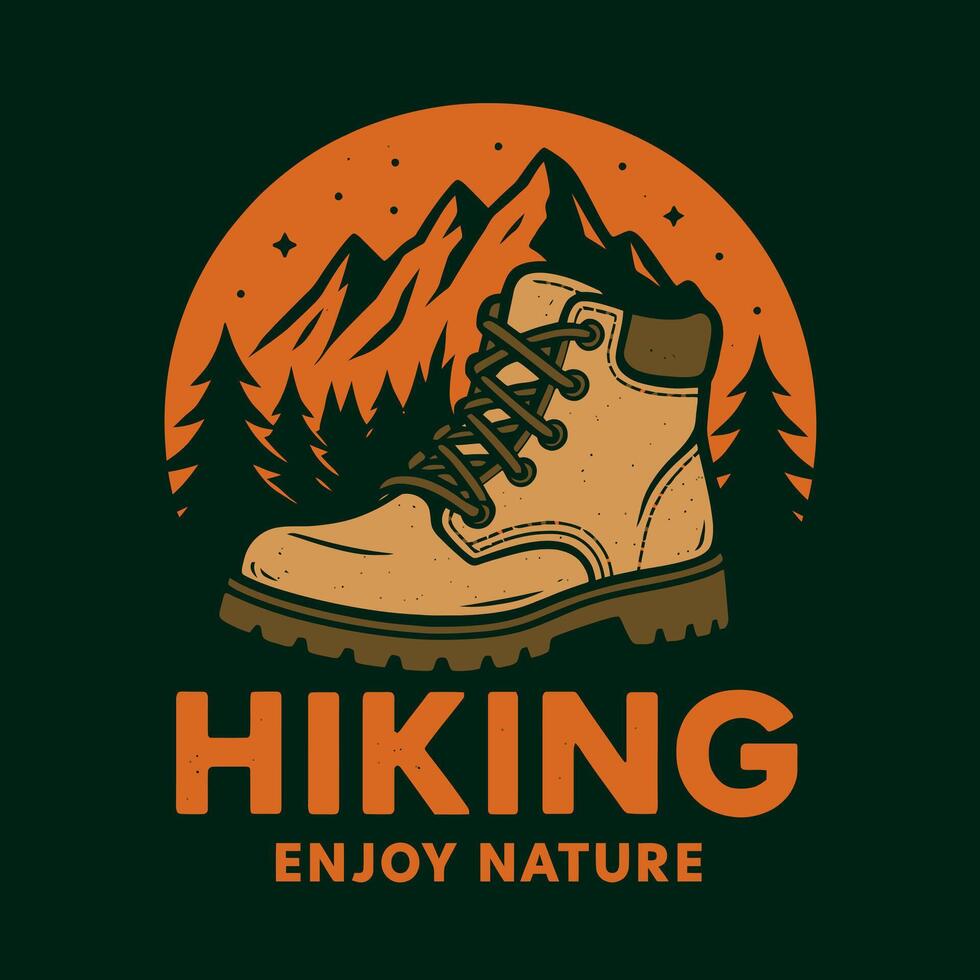 Hiking Boot Adventure in Nature Forest and Mountain Landscape vector