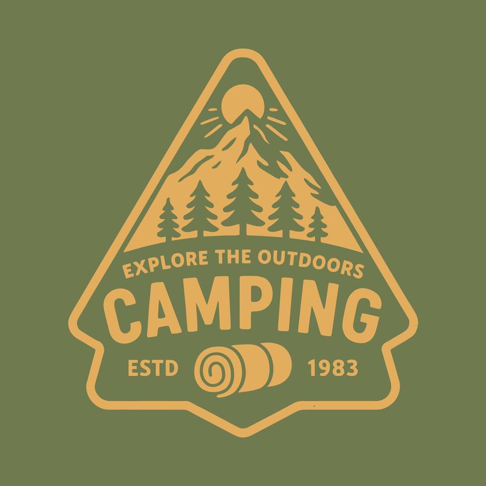 Camping Adventure Graphic with Mountain and Forest Design for Outdoors vector