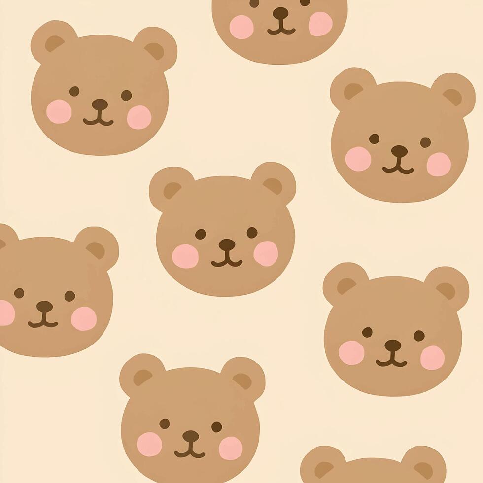 Adorable baby bear faces seamless pattern design cozy environment graphic content for kids decor vector