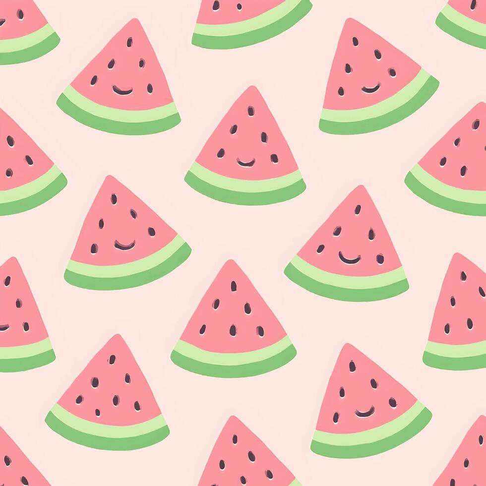 Kawaii watermelon pattern design graphic art seamless style cute aesthetic creative concept vector