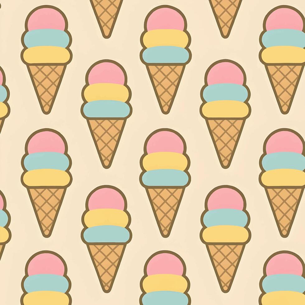 Delightful ice cream rainbow pattern seamless design food cheerful environment bird's eye view fun concept vector