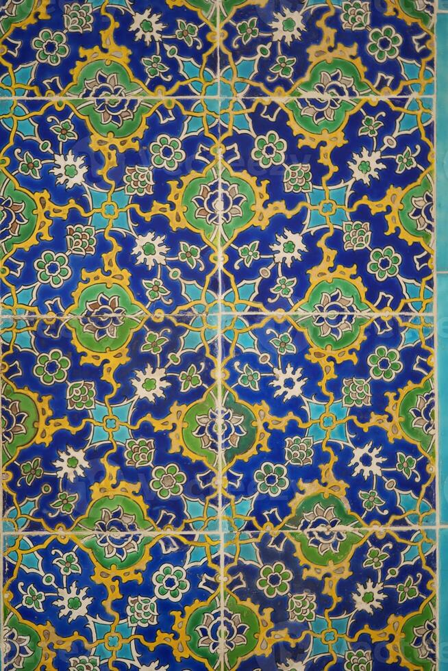 Colorful mosaic tile pattern in a traditional architecture setting photo
