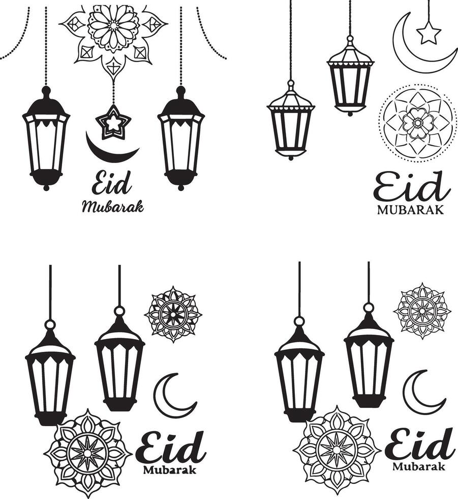 Ramadan Kareem Silhouette on White Background vector