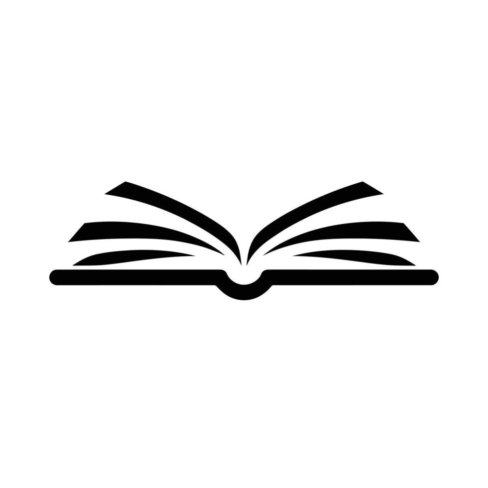 Open Book Minimalist Black and White Line Art Illustration for Education and Reading, Open Book Icon Illustration - Black and White Simple Design Open Book Icon Illustration - Black and White Design vector